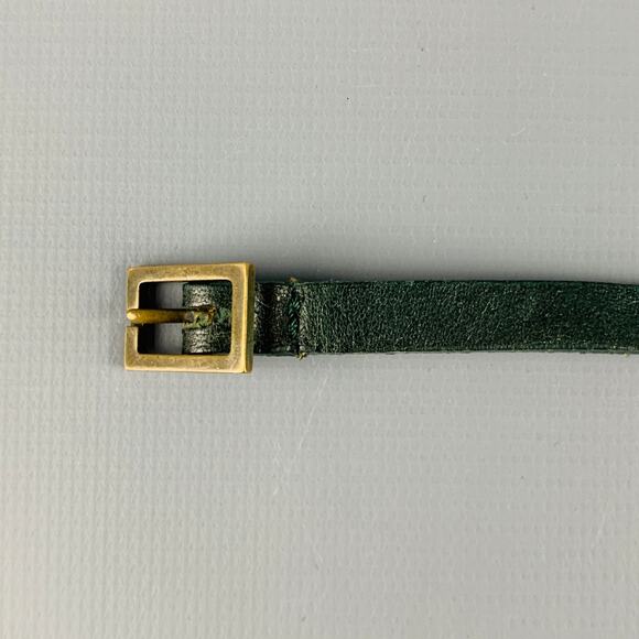 VINTAGE Size XL Thin Green Leather Belt main image 5